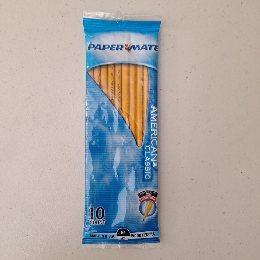 Vintage Paper Mate American NATURAL Wood Pencils 10 Count HB #2 USA NEW!